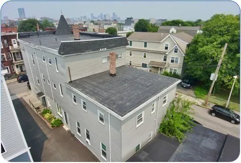 an aerial view of a house