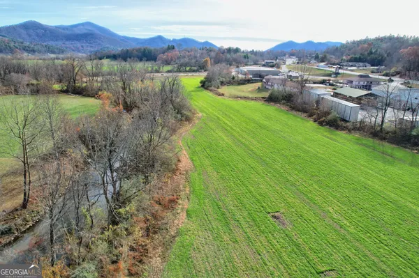 a view of a lush green hillside and houses