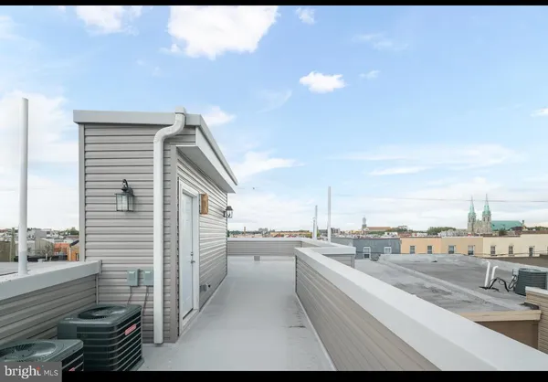 a view of terrace with city view