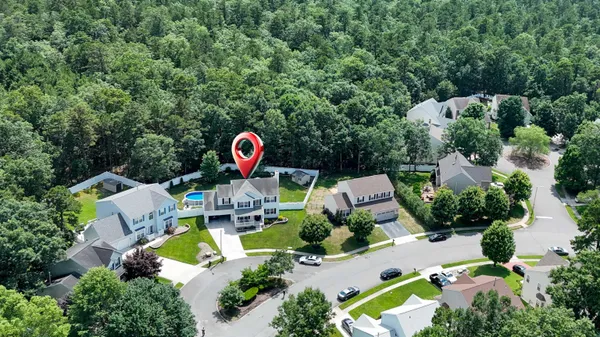 an aerial view of a house