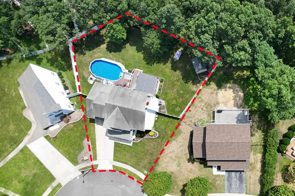 an aerial view of a house