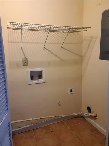 a view of a room with racks on the wall