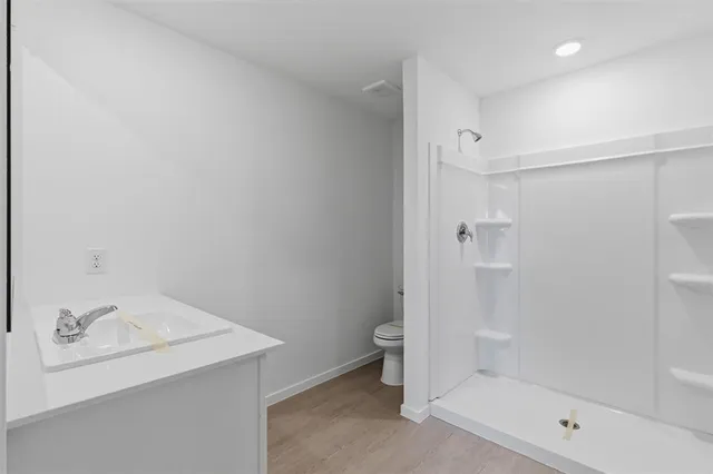 a bathroom with a bathtub