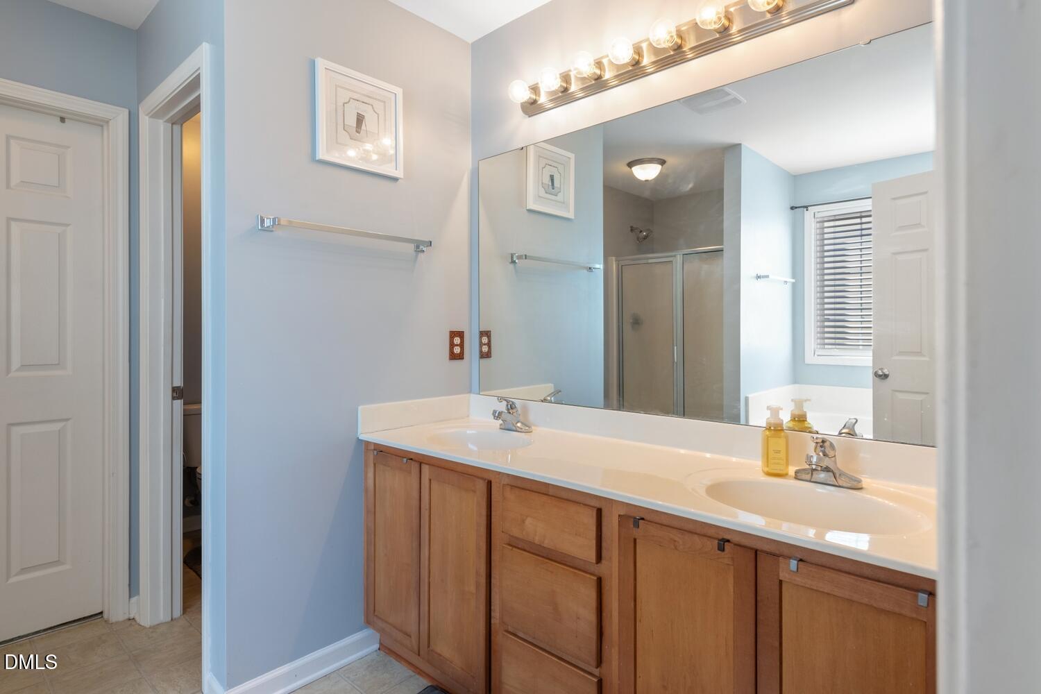 4113 Lady Slipper Lane Durham, NC 27704 - Photo 16 of 28 a bathroom with a sink vanity and a mirror