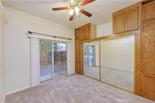 a view of a backyard with a large tree and wooden fence
