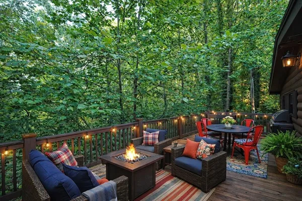 a outdoor living space with furniture and garden view