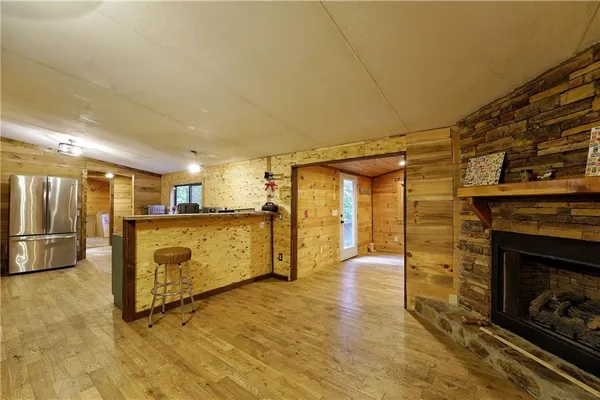 a view of a livingroom with a fireplace