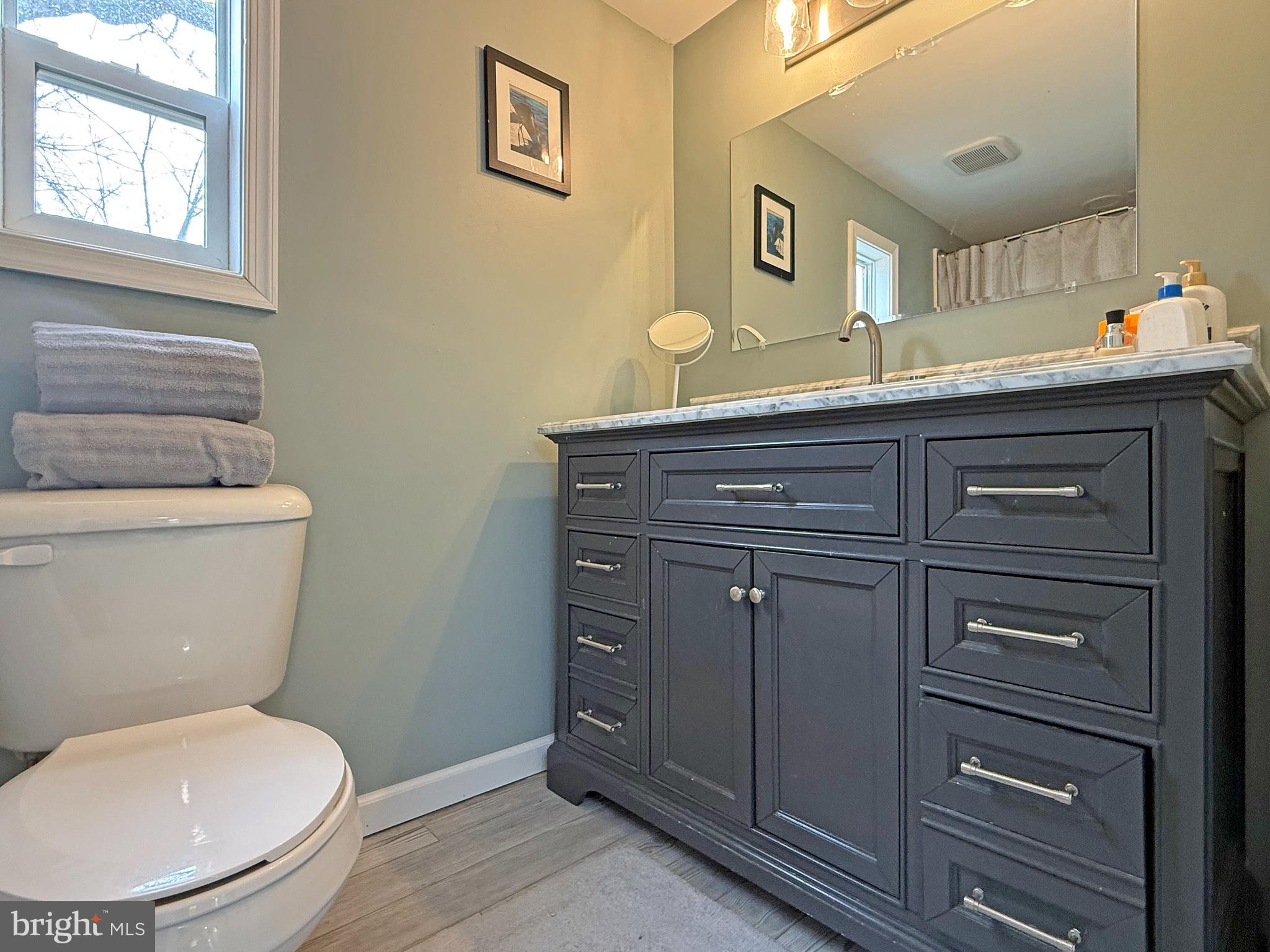 21695 F Street, Unit F40 Rehoboth Beach, DE 19971 - Photo 12 of 29 a bathroom with a toilet a sink and mirror
