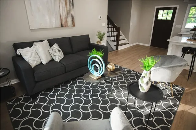 a living room with furniture