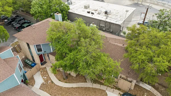 aerial view of a house with outdoor space
