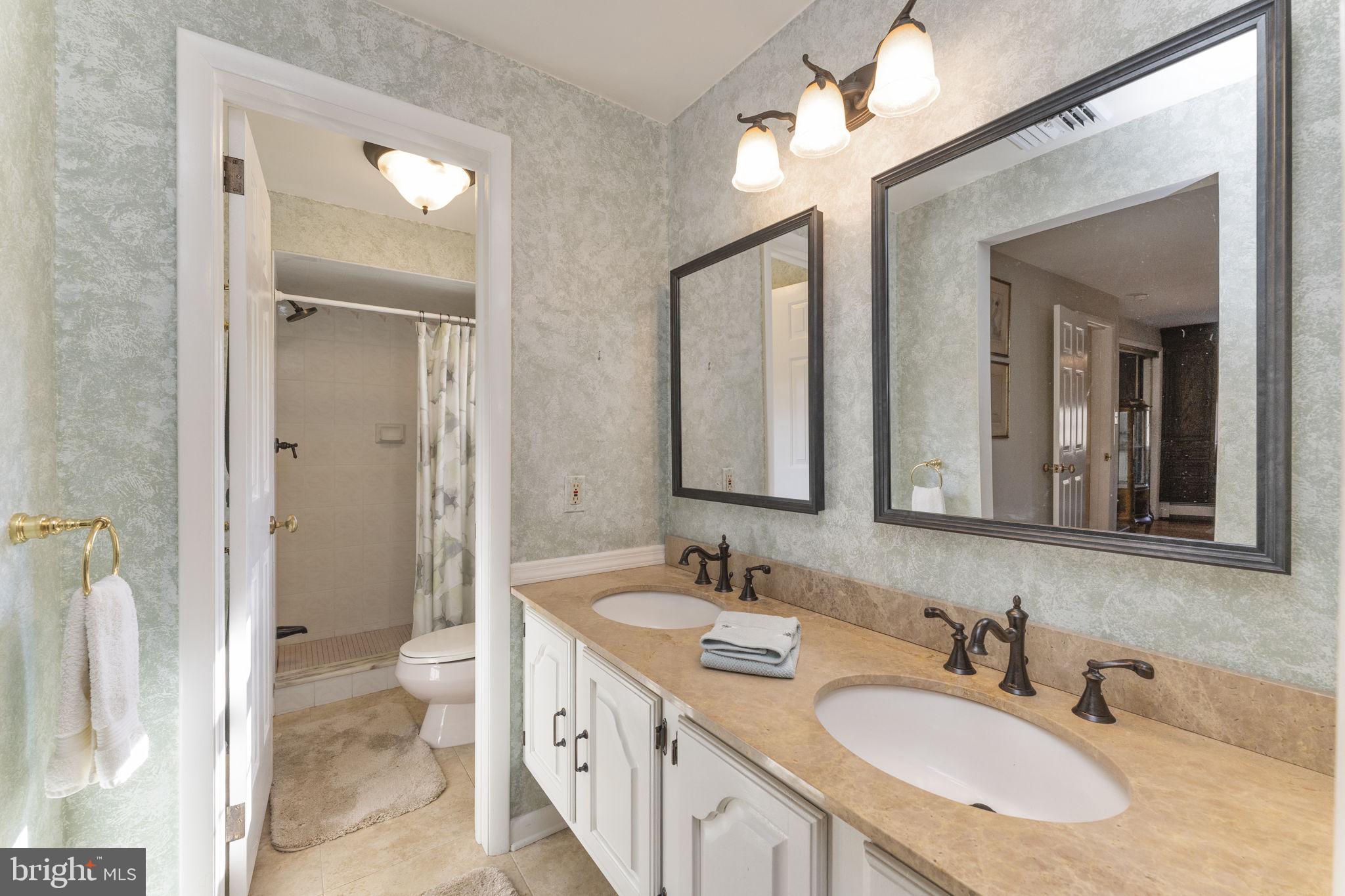5101 Hiffletrayer Road Green Lane, PA 18054 - Photo 17 of 27 a bathroom with a granite countertop sink double and a mirror