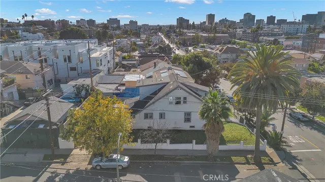 a view of a city with tall buildings