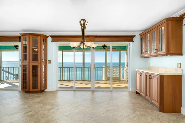 a view of a lake with a building in the background