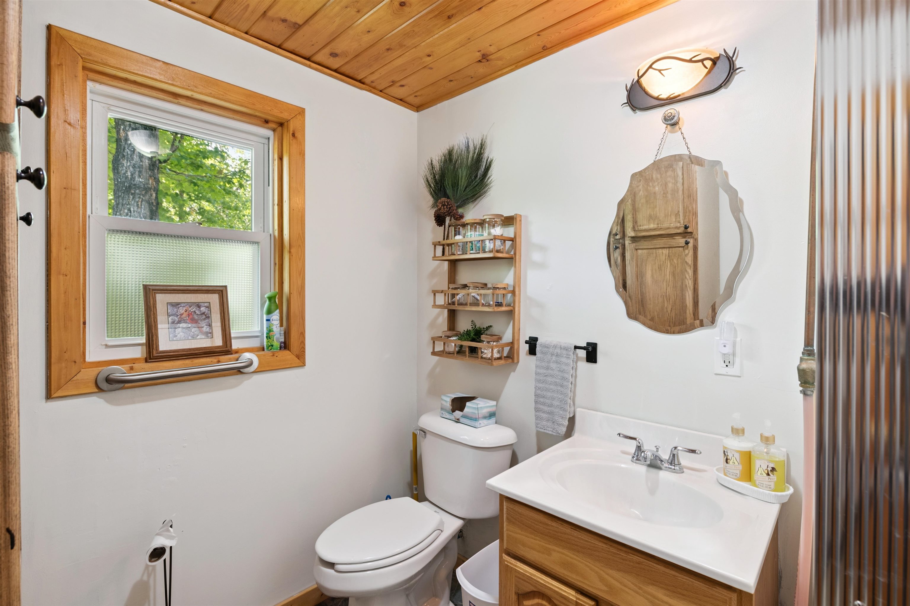 48840 Old Grade Road Cable, WI 54821 - Photo 13 of 22 Bathroom with vanity and wood ceiling