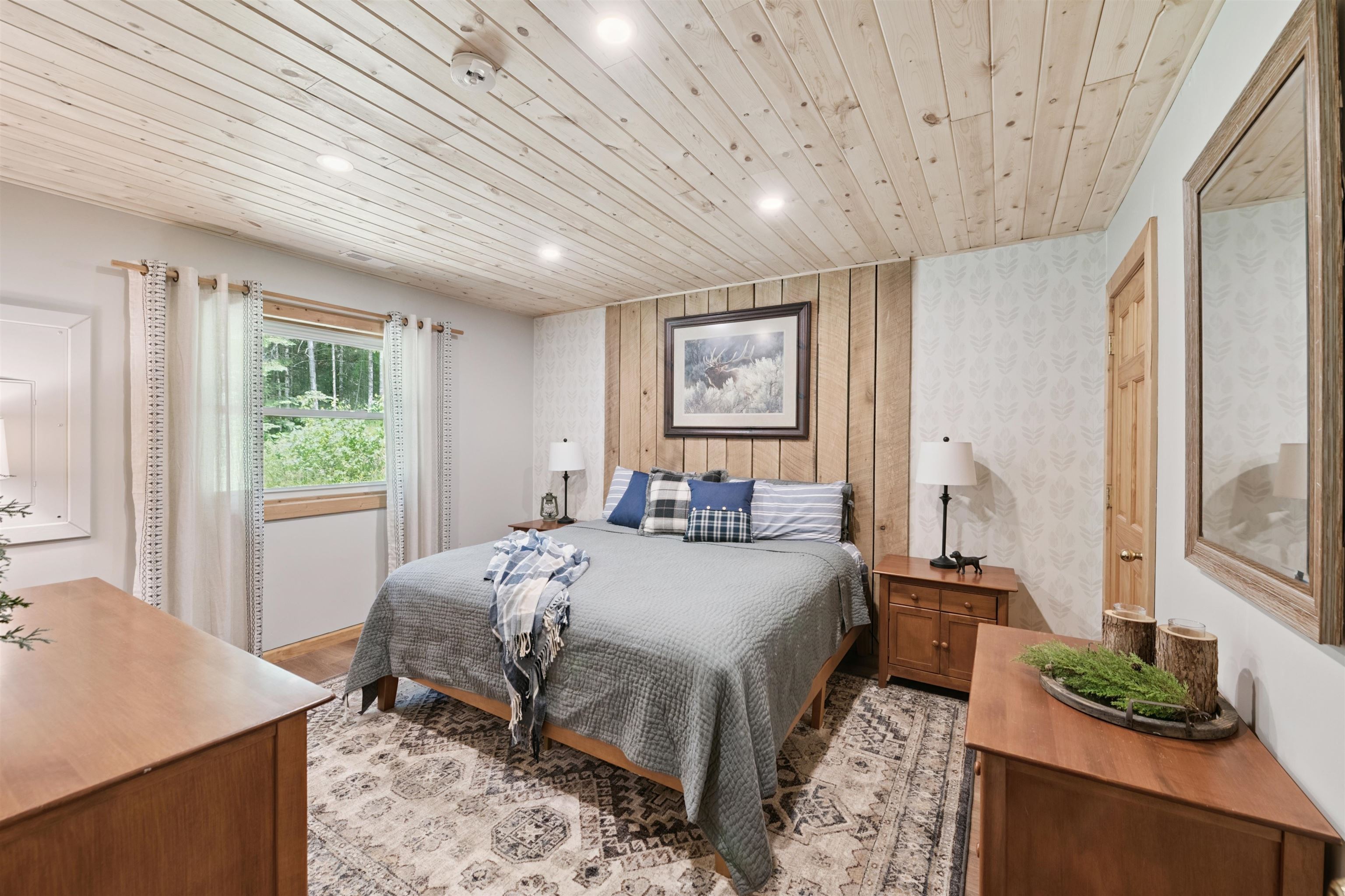 48840 Old Grade Road Cable, WI 54821 - Photo 10 of 22 Bedroom with wood ceiling and recessed lighting