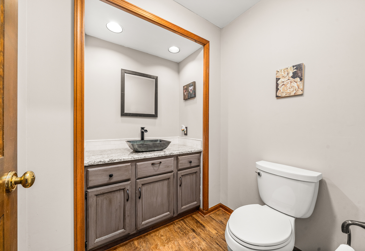 540 Parkside Drive Elburn, IL 60119 - Photo 17 of 38 a bathroom with a granite countertop toilet sink and mirror