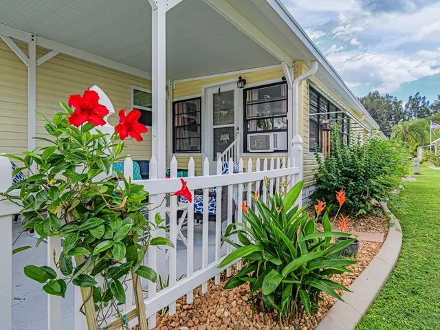 a flower plants in front of a house