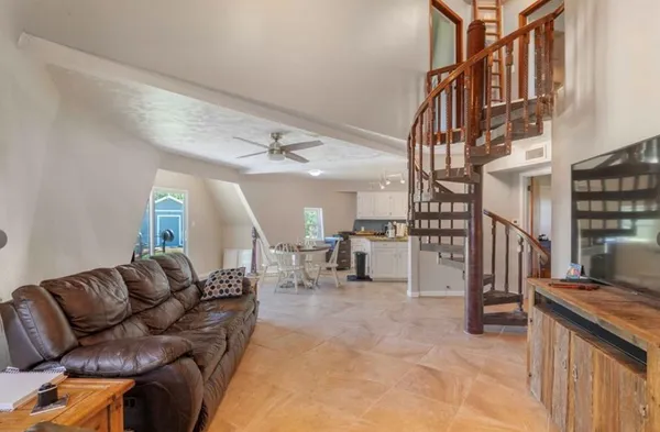 a living room with furniture