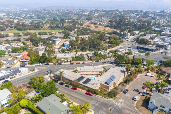 an aerial view of a city