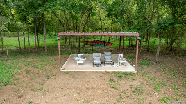 a view of a park with a slide
