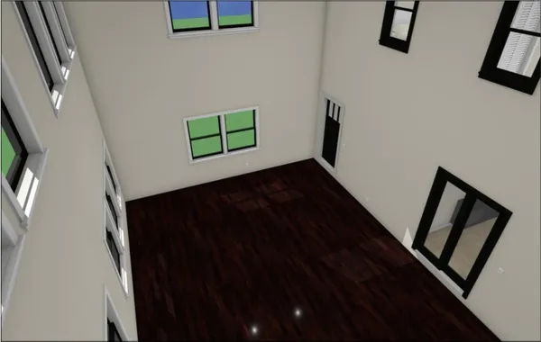 a view of an entryway with wooden floor