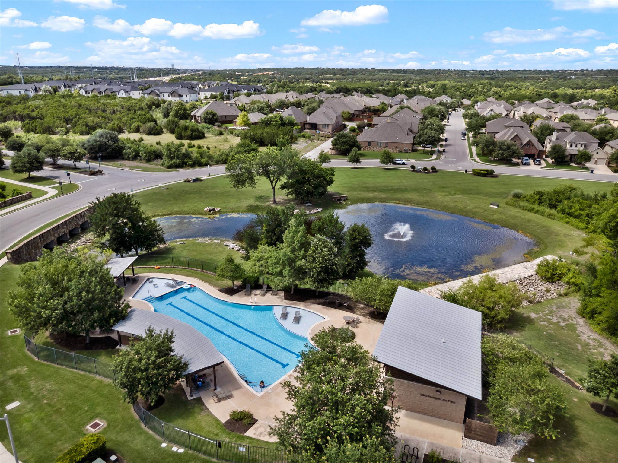 3021 Wedgescale Pass Leander, TX 78641 - Photo 36 of 40 an aerial view of residential houses with outdoor space and trees