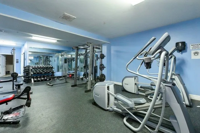 a view of a room with gym equipment