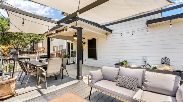 a outdoor living space with furniture