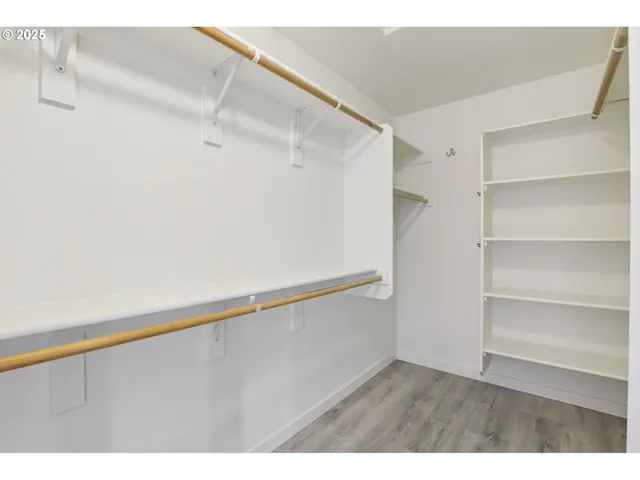 a view of an empty walk in closet