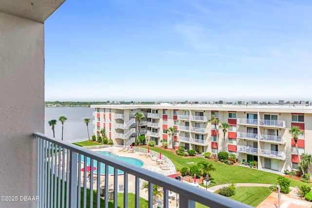 a balcony with city view