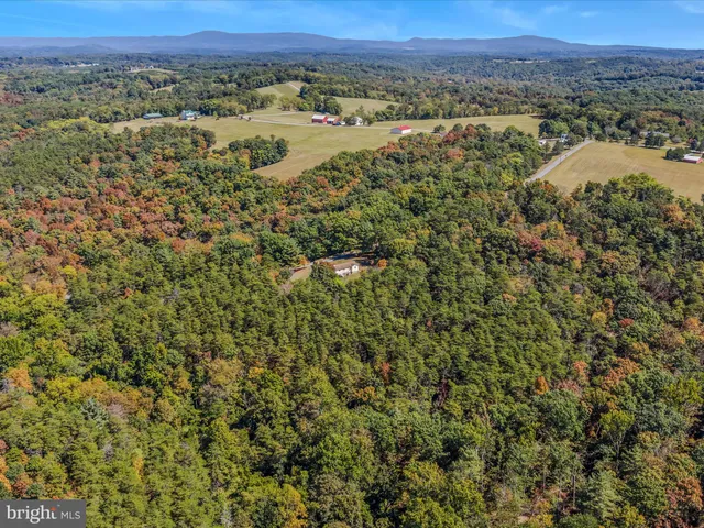 an aerial view of a houses with a lush green hillside