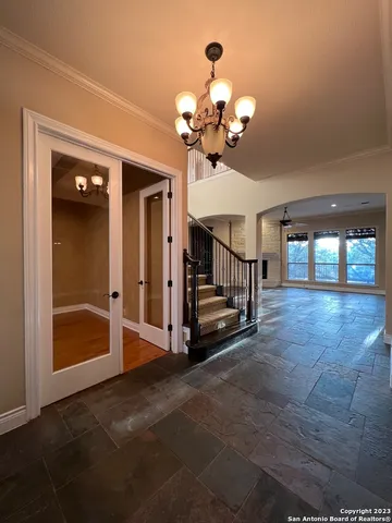 a view of a livingroom with a staircase