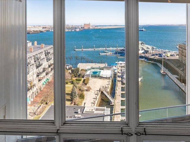 a view of a glass door with a from a window