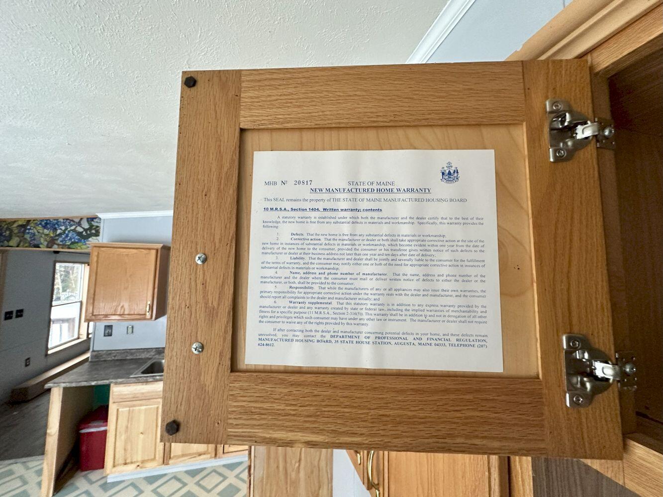 90 Bond Road Corinna, ME 04928 - Photo 17 of 24 Mobile home sticker