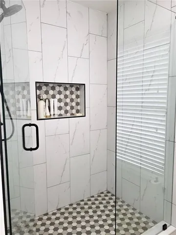 a bathroom with a shower