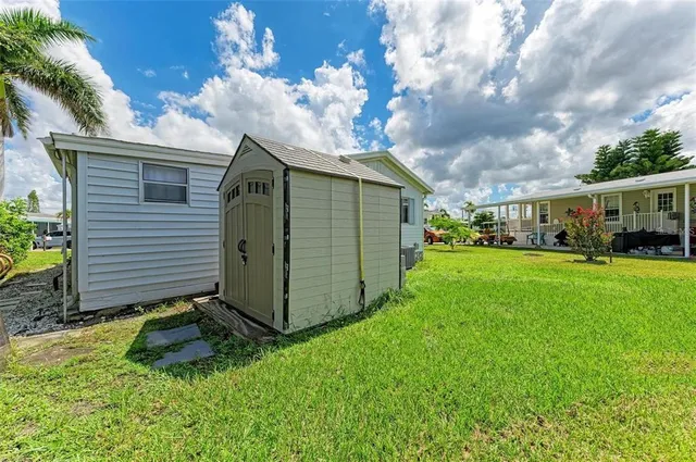 a view of a backyard with a garden