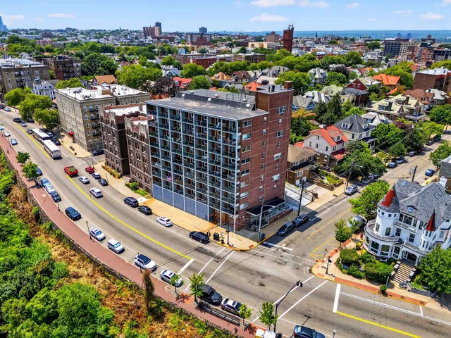an aerial view of a city