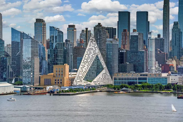 a city view with tall buildings