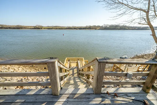 a view of a water with an outdoor space
