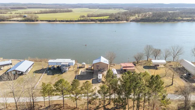 a view of a lake with a mountain