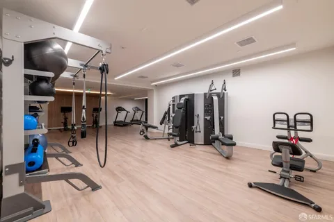 a view of a room with gym equipment