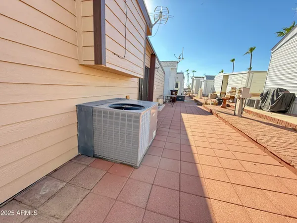 a view of a terrace with seating space