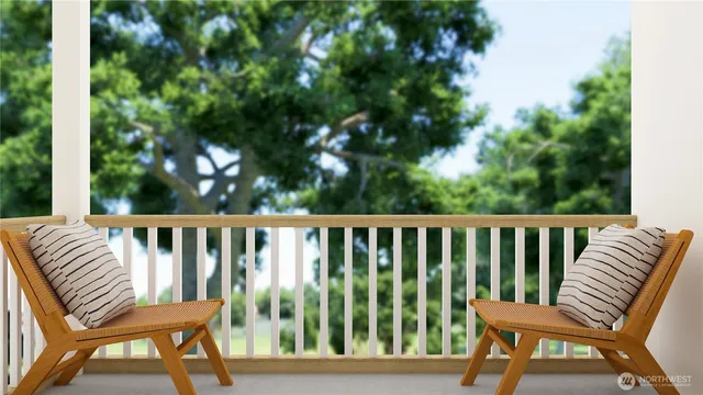a view of a chair in wooden deck