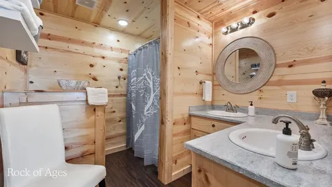 a view of a hallway with seating area