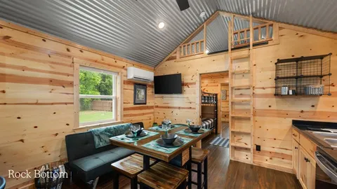 a balcony view with a glass door