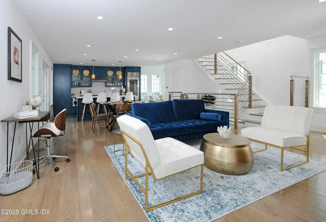 a living room with furniture