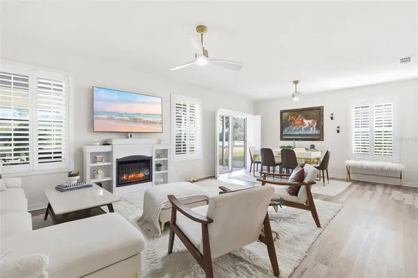 a living room with furniture or fireplace and a window