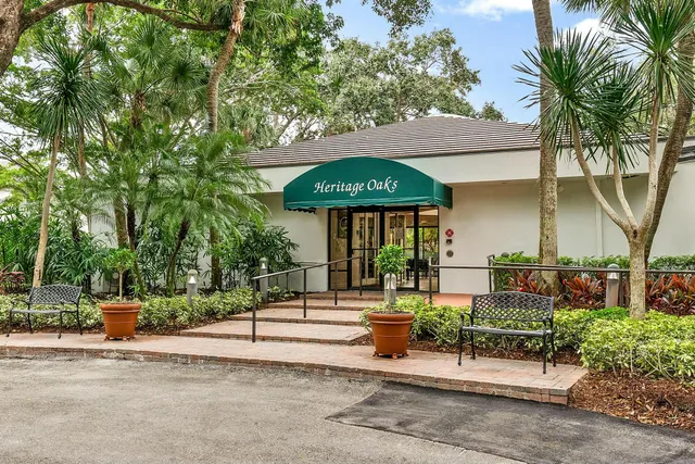 a garden view with a seating space