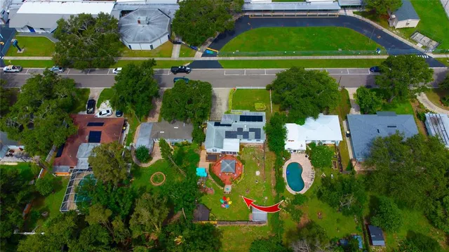 an aerial view of a house