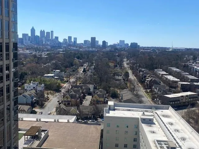 an aerial view of a city